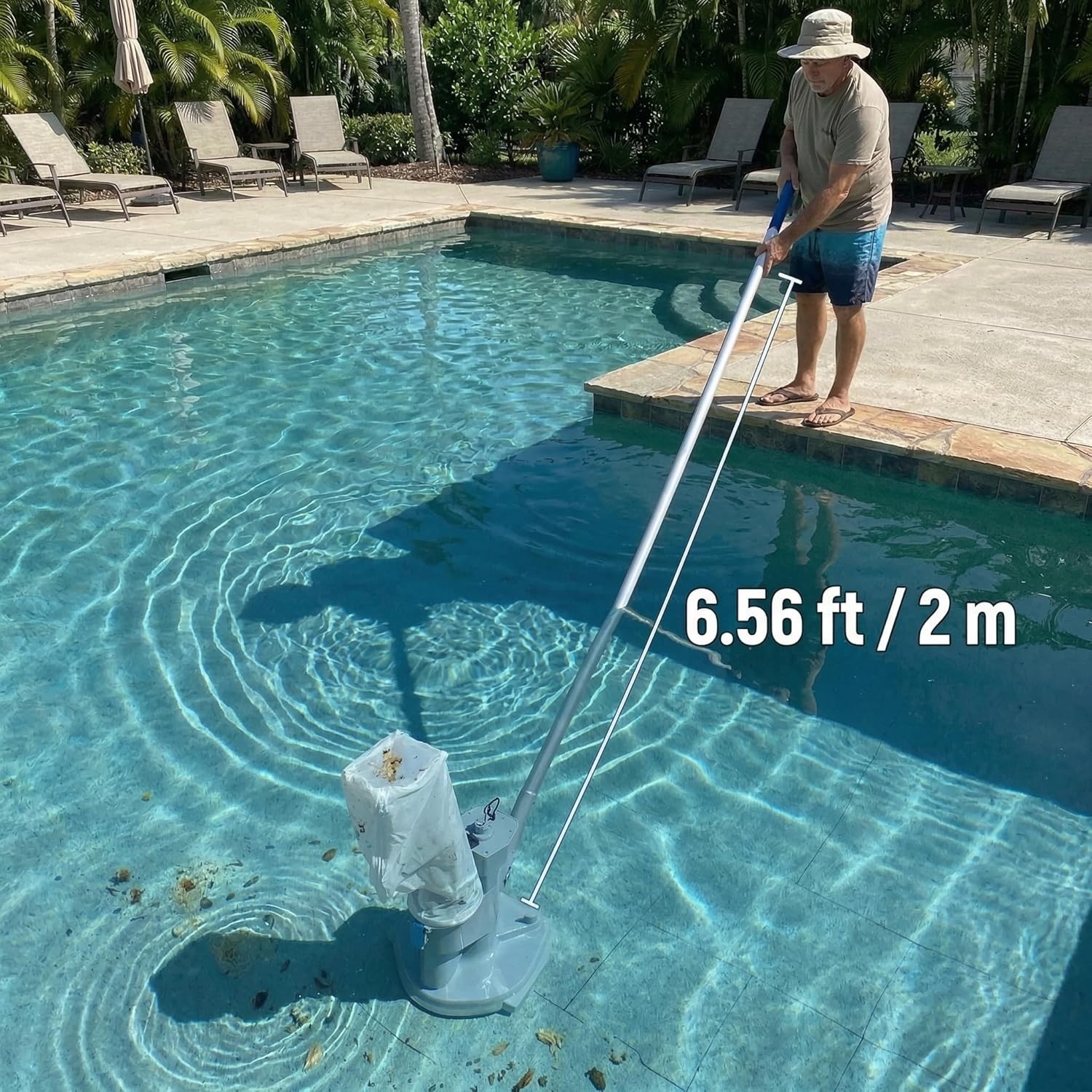 Cordless Pool Vacuum Handheld Rechargeable Cleaner 60 Min Suction Gray