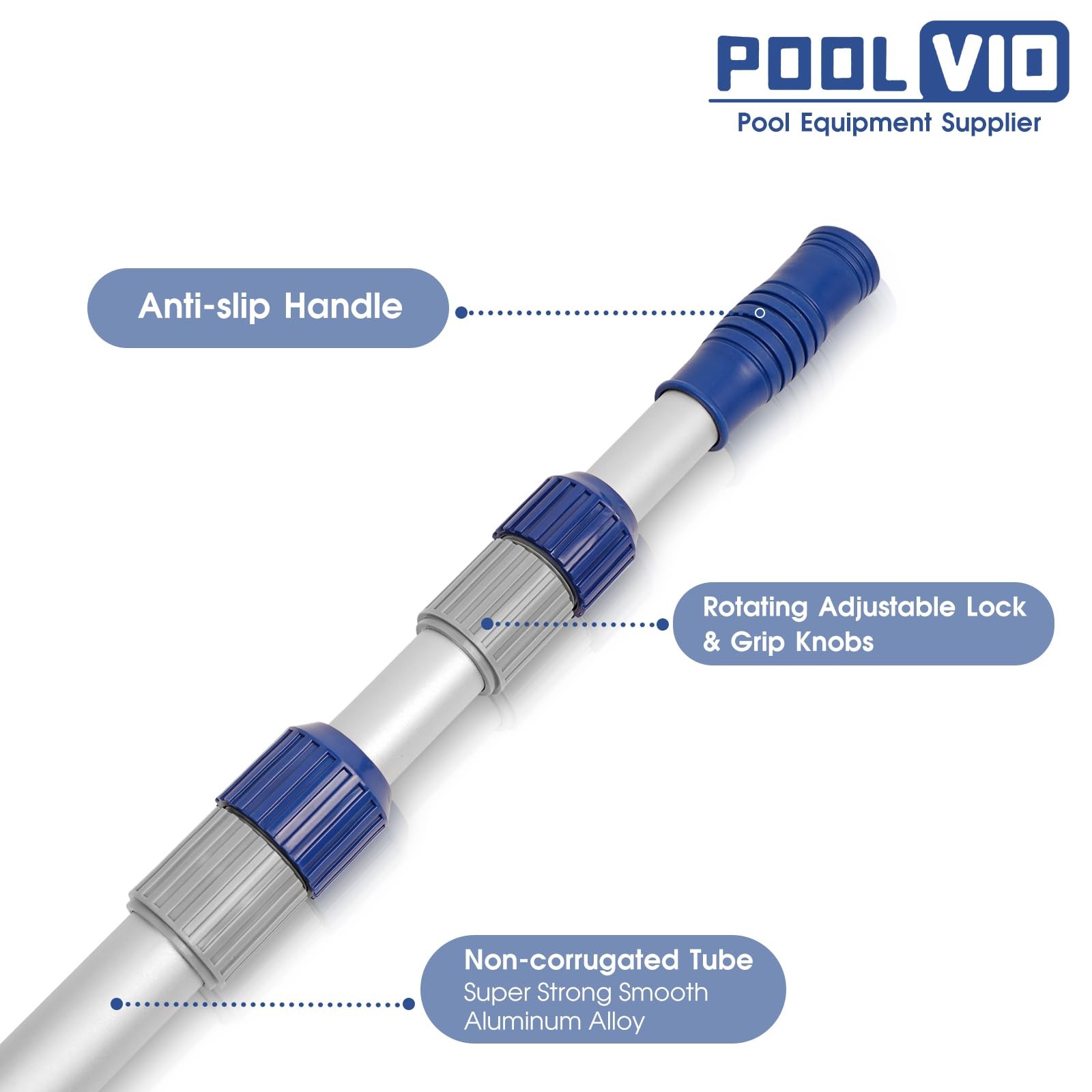 12 FT Telescopic Pool Pole – Adjustable Aluminum for Cleaning Skimmer Nets,