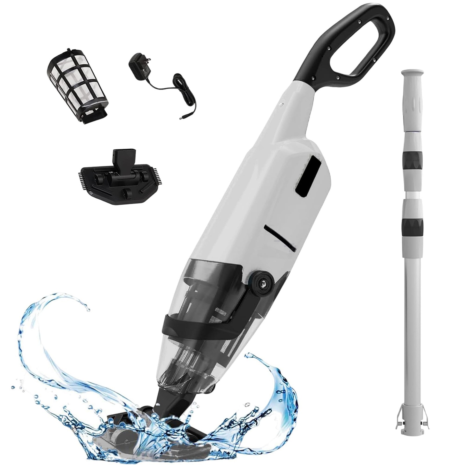 Cordless Pool Vacuum, 60-Min Runtime Rechargeable Pool Cleaner for Above Grou…