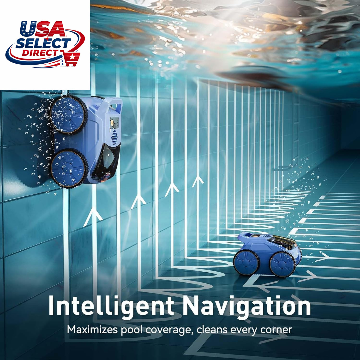 Cordless Robotic Pool Cleaner – 180 Mins Runtime, Self-Parking Vacuum