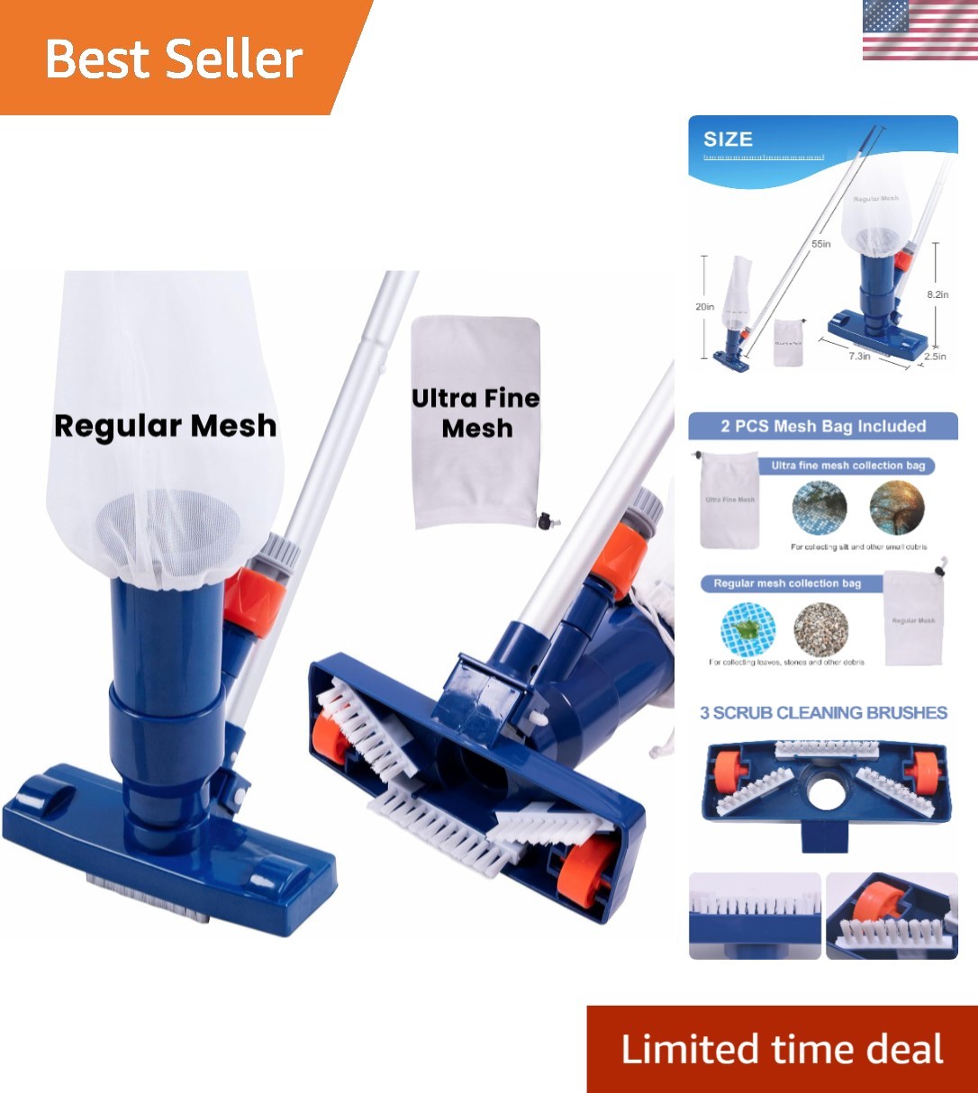 Versatile Swimming Pool and Spa Jet Vacuum for Above Ground & Inflatable Pools