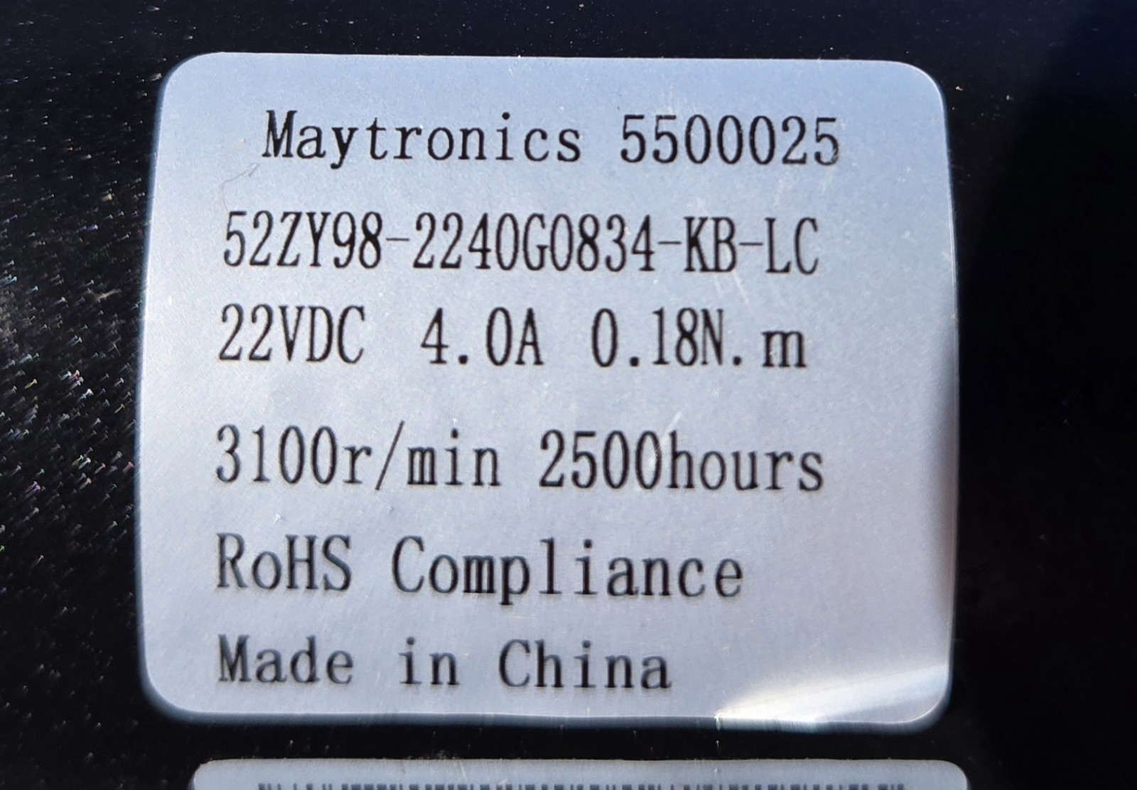 TESTED Maytronics Impeller Pump Motor 5500025 22VDC 3100 RPM