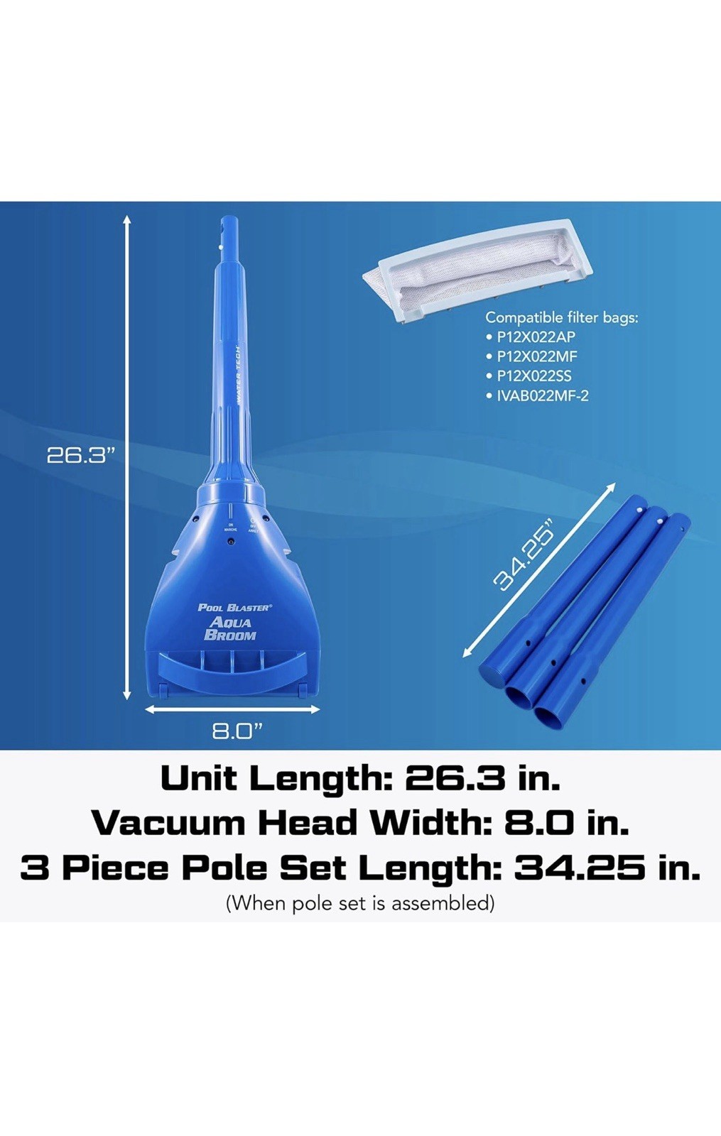 POOL BLASTER Aqua Broom XL Cordless Vacuum for Spa Small Pool & Tight Spaces EUC