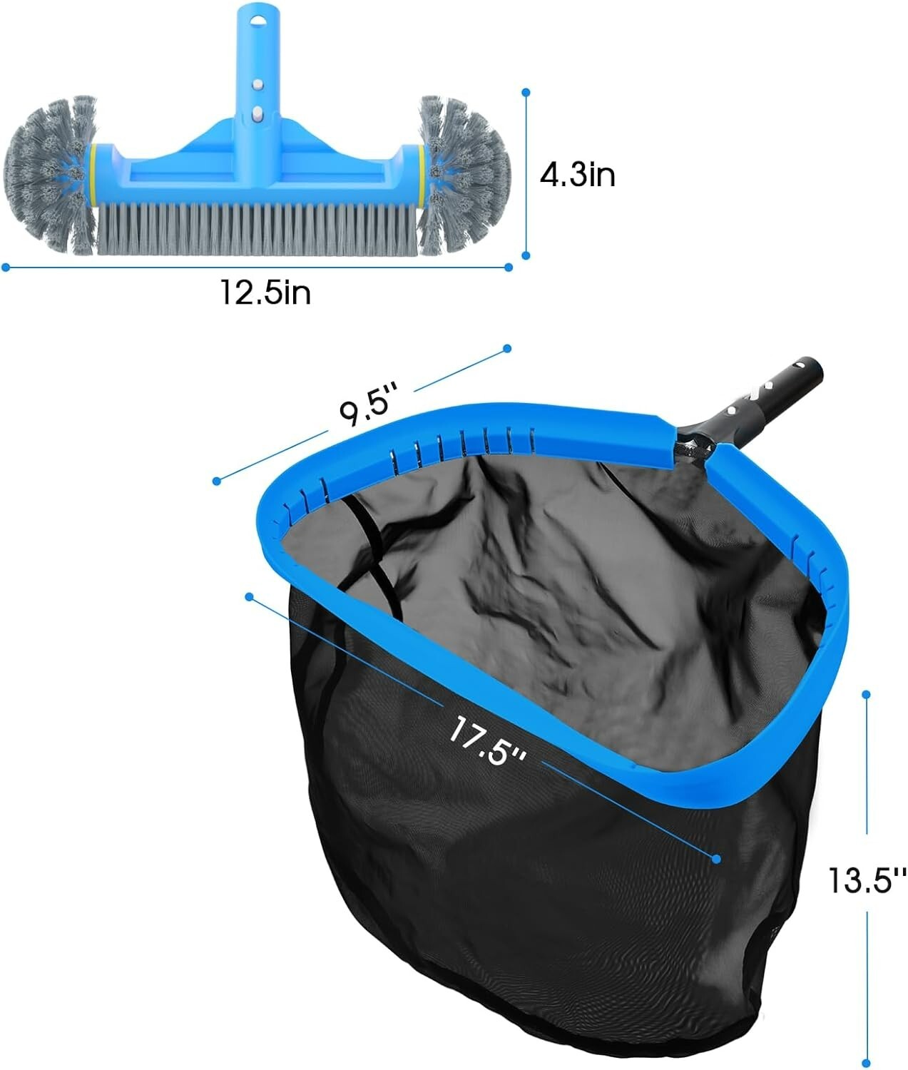 Pool Cleaning Kit 17.5 » Pool Net & 12.5 » Pool Brush Above Ground Pool Skimmer
