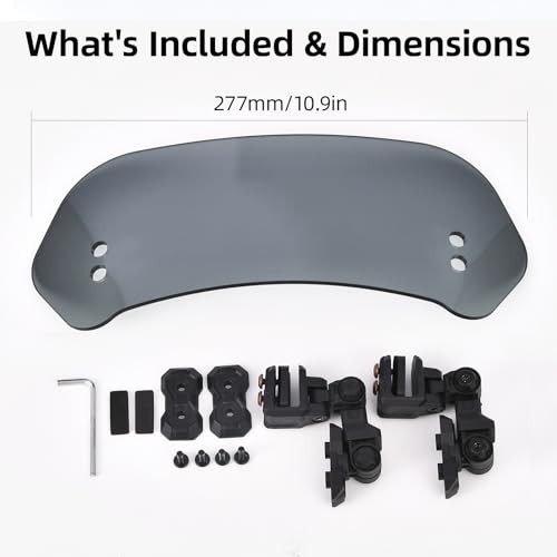 Motorcycle Windshield Extension, Upgraded Heightened Adjustable Smoke Grey