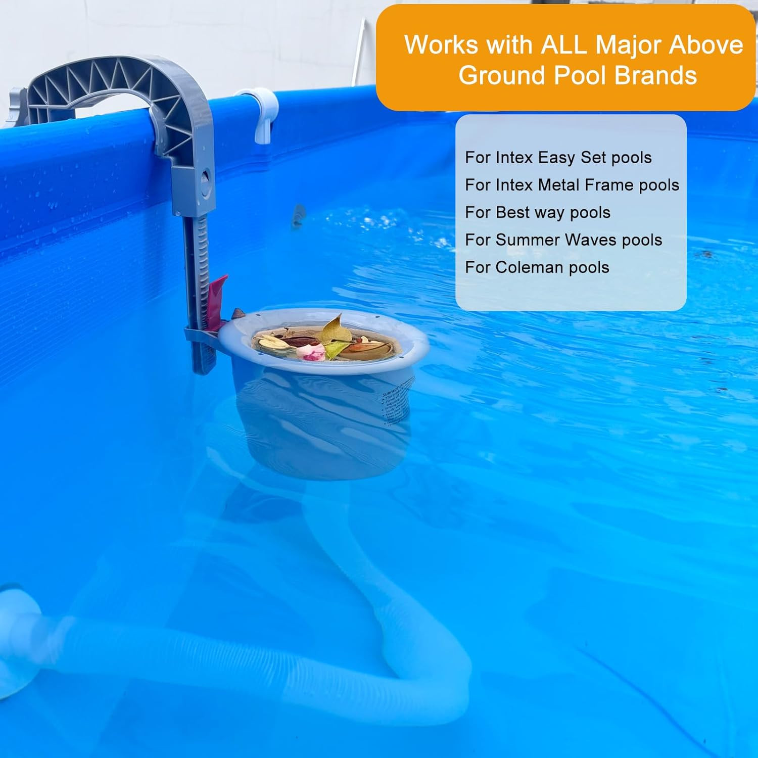 Above Ground Pool Skimmer with 10-Pack Skimmer Socks, Wall Mount Surface Skimmer