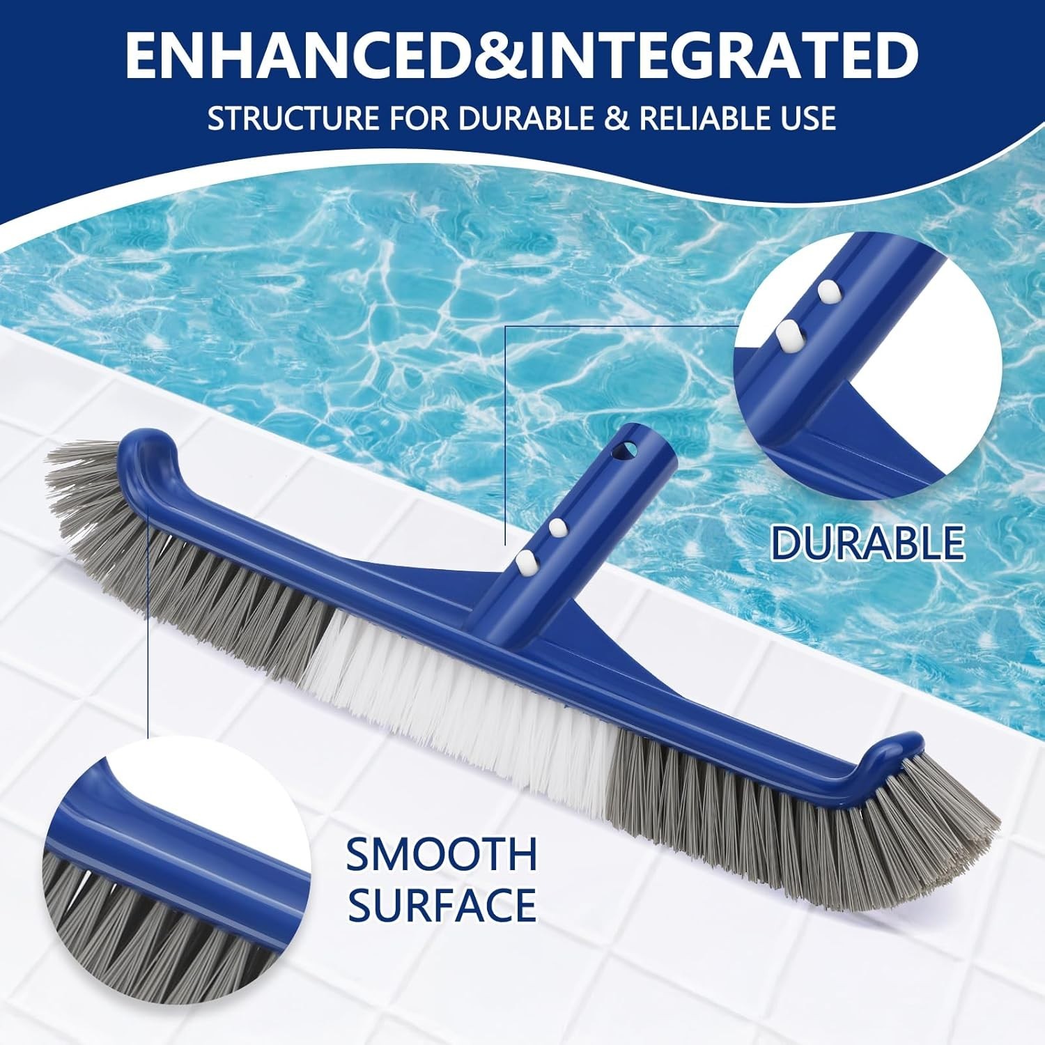 Pool Brush Head, 17.5&Prime; Swimming Pool Brush for Cleaning Pool Walls, Curved Ed…