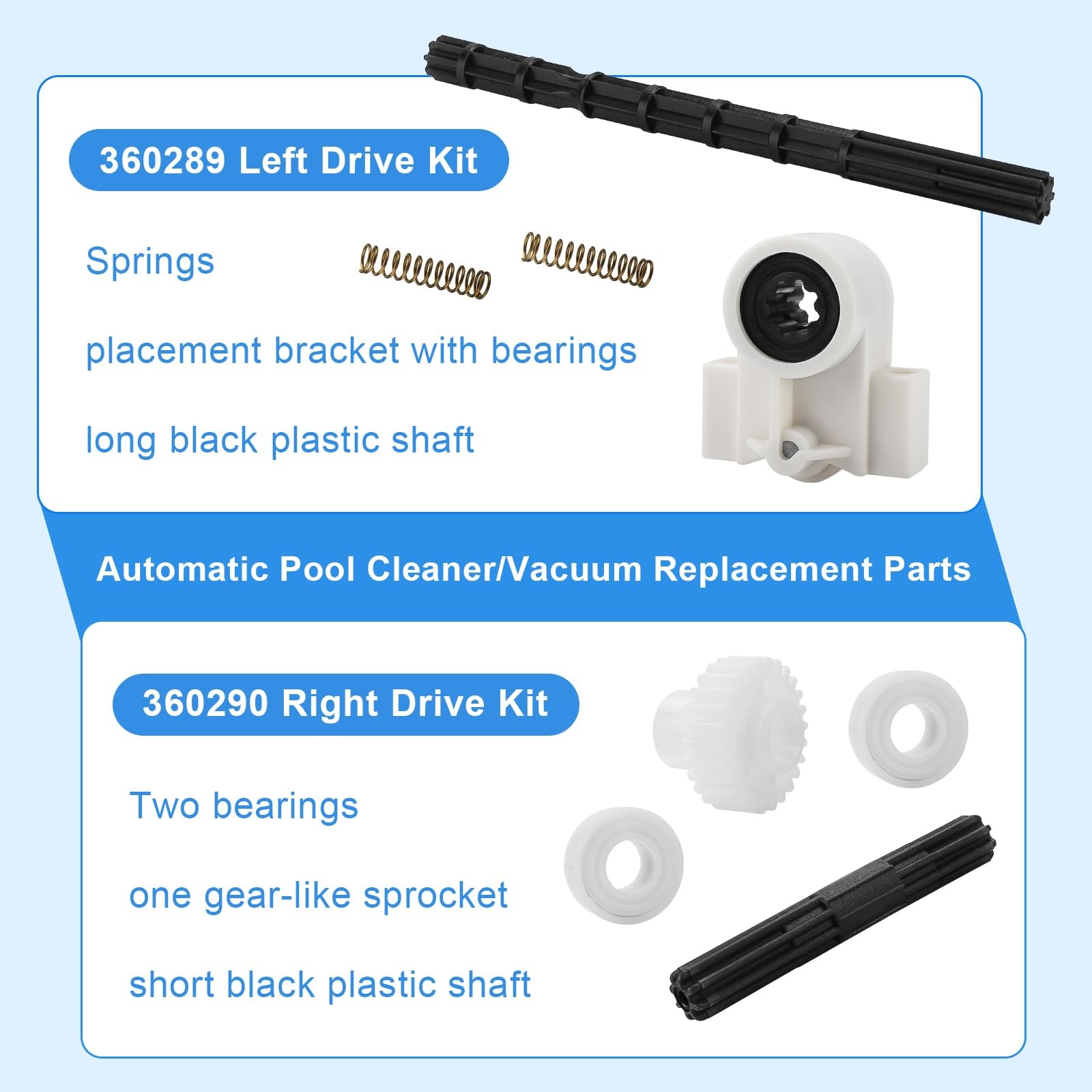 Pool Cleaner Bearings Tune Up Kit Replacement Parts,360289 Left Black, White