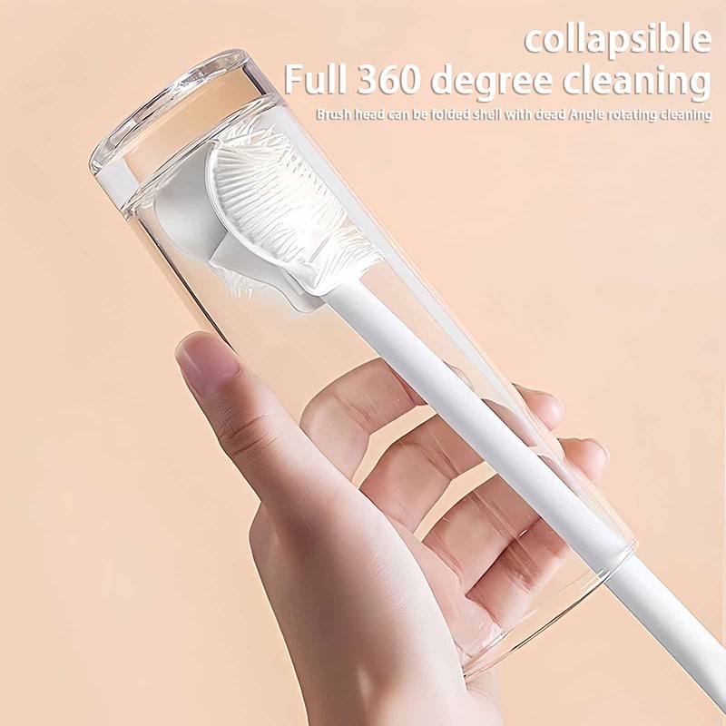 Bendable Cleaning Brush Cup Scrubber Glass Cleaner Kitchen Long Handle Brush