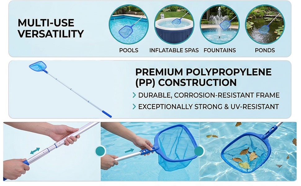 4 Section Pool Skimmer Net Portable For Small Pool Cleaning V1