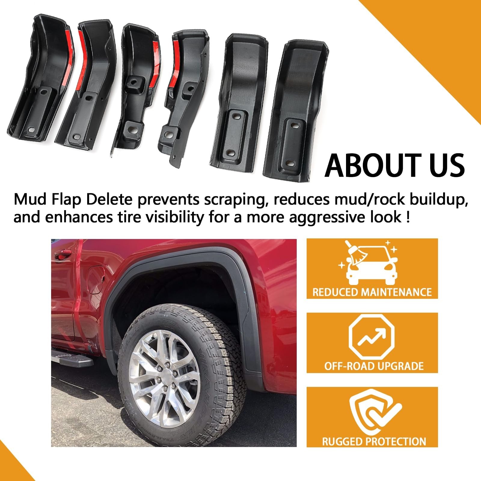 Mud Flap Delete Kit for 2019-2025 GMC Sierra 1500 2WD/4WD Front & Rear w/Screws
