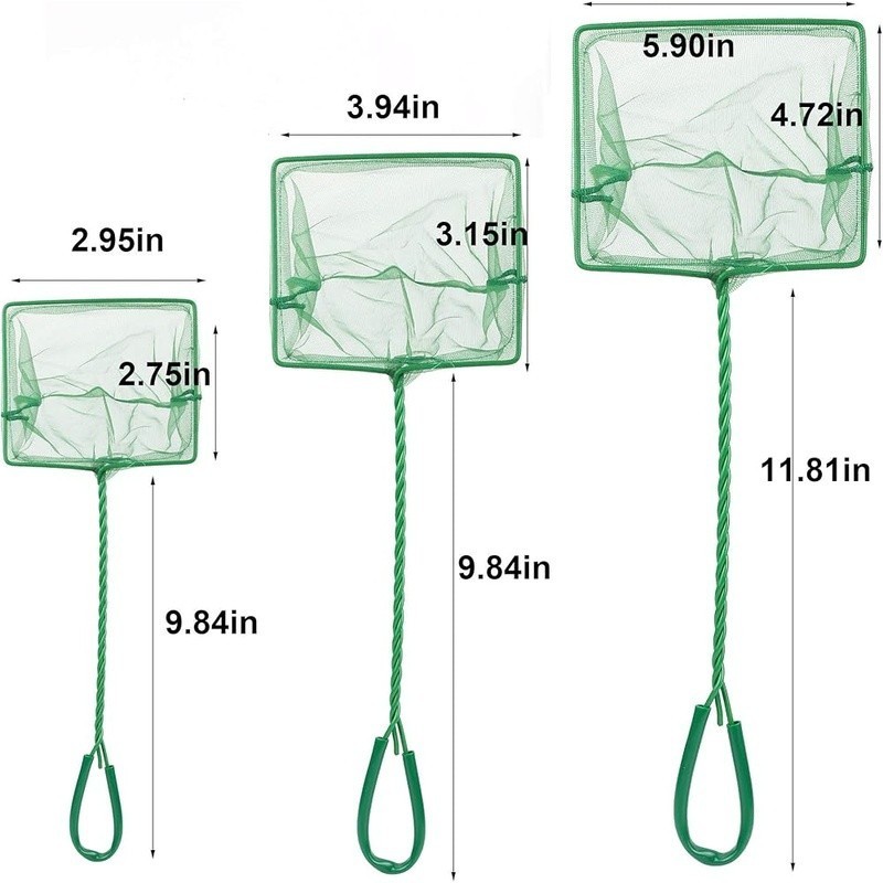 3 Pack Fish Net Soft Nylon Mesh Aquatic Pet Handling Debris Skimmer Helper New