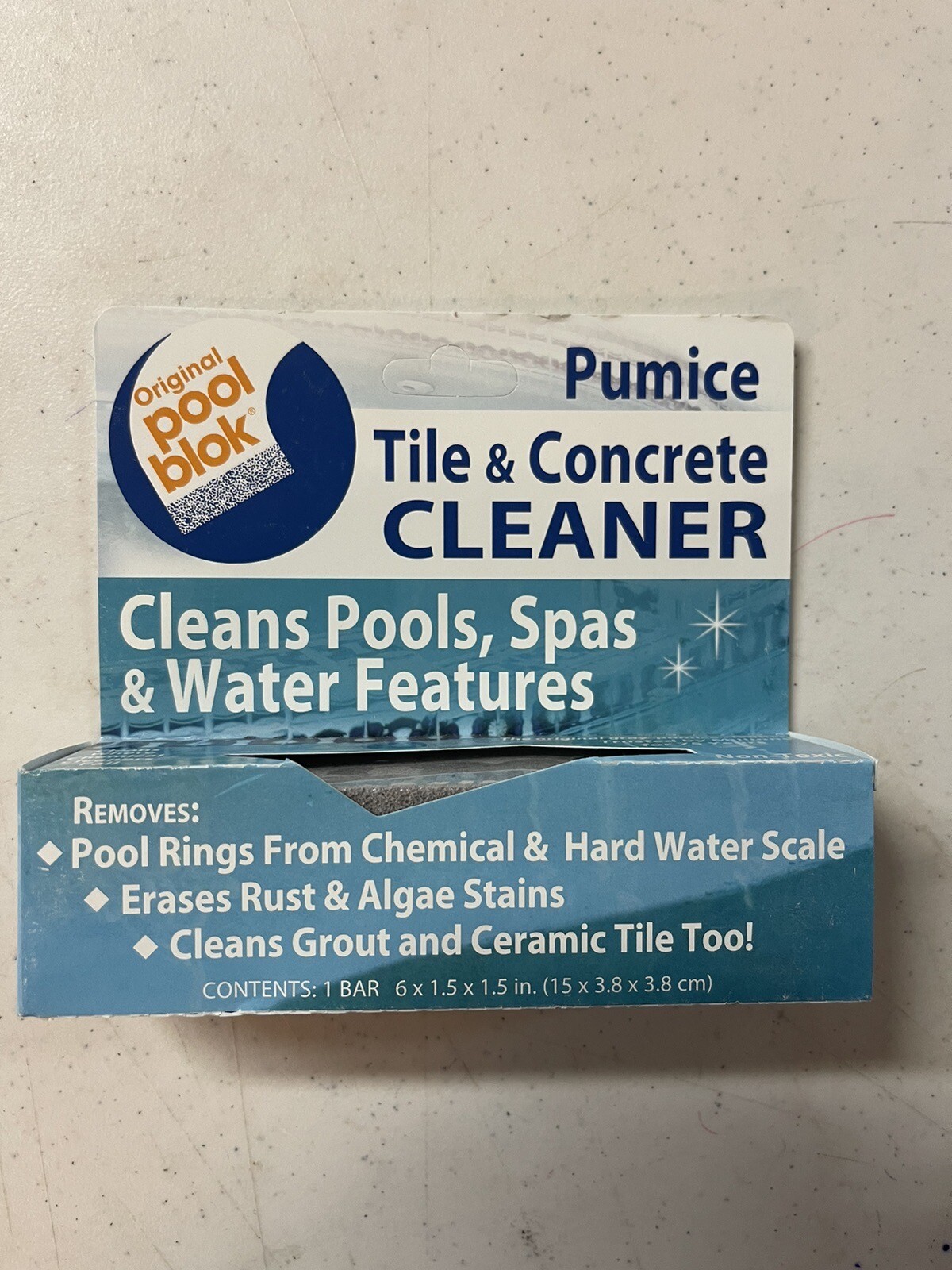 ORIGINAL POOL BLOK PUMICE TILE & Concrete Cleaner Cleans Pools, Spas Etc.