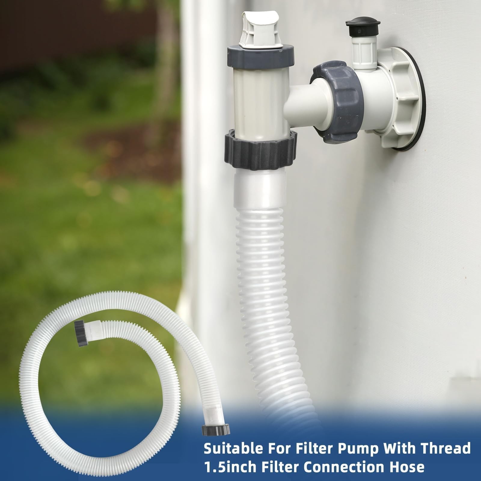 Conderyang 15Ft 1 1/2 Pool Hose For Above Ground Pools Long Pool Pump