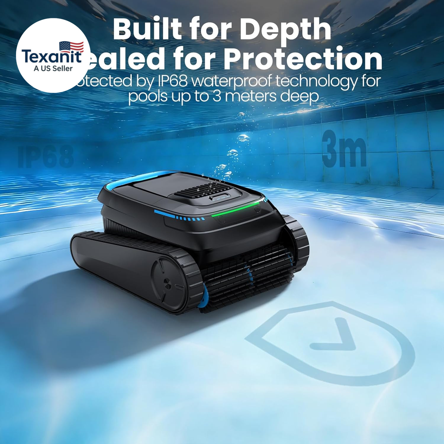 Robotic Pool Vacuum PC10, Cordless Pool Cleaner Robot for Inground & above Groun