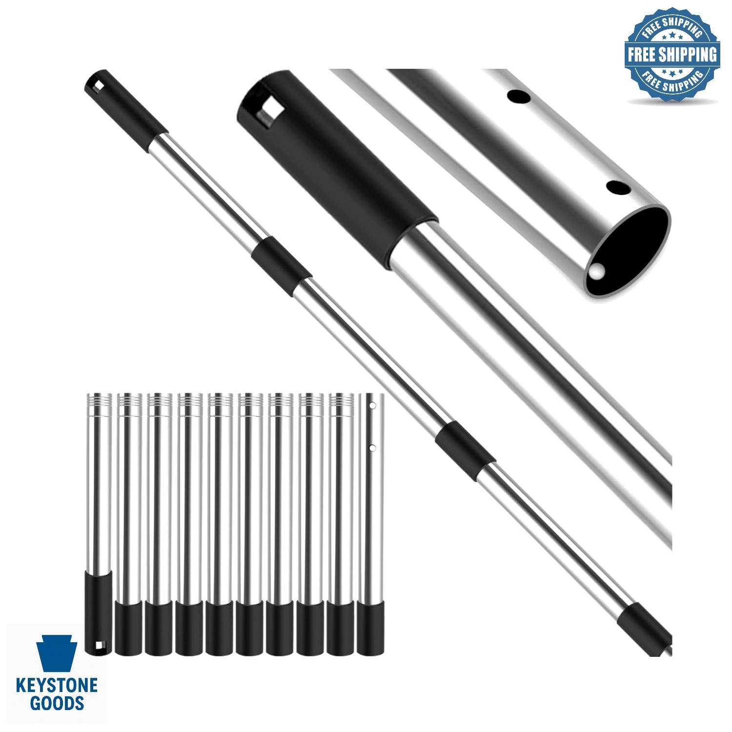 12Ft Heavy Duty Telescopic Pool Pole – Professional Stainless Steel Extension…