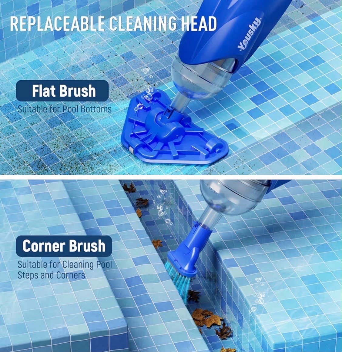 Cordless Pool Vacuum 18.5Gpm Handheld Cleaner Above Ground Inground Blue