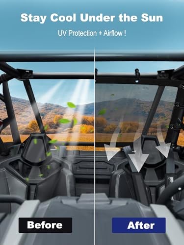 Mesh Rear Window Sunshade for UTV – Dustproof & UV-Resistant Rear Window Net,