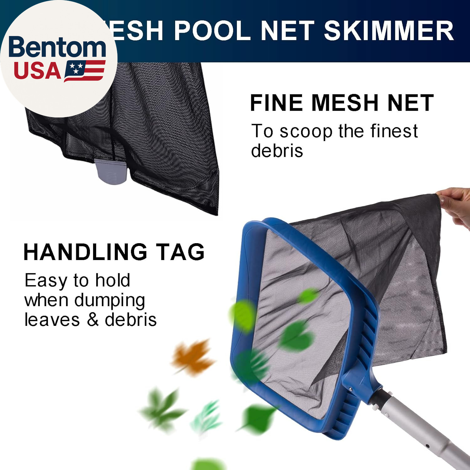 Fine Mesh Pool Skimmer Net & Pool Brush Kit, Durable Pool Cleaning Kit Includes