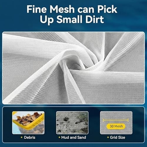 Professional Pool Skimmer Net with Yellow Frame & 30-Mesh – Heavy Duty Deep Leaf