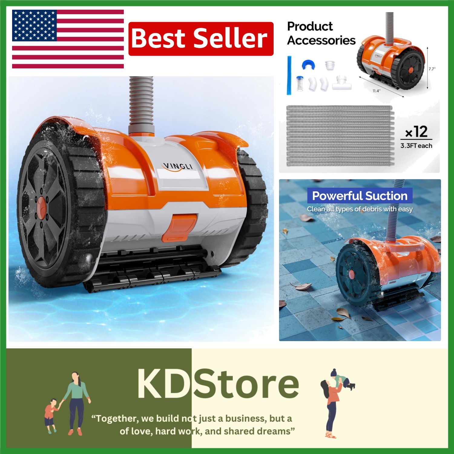 2025 Automatic Pool Cleaner: Hassle-Free Maintenance with 39.6ft Heavy-Duty Hose