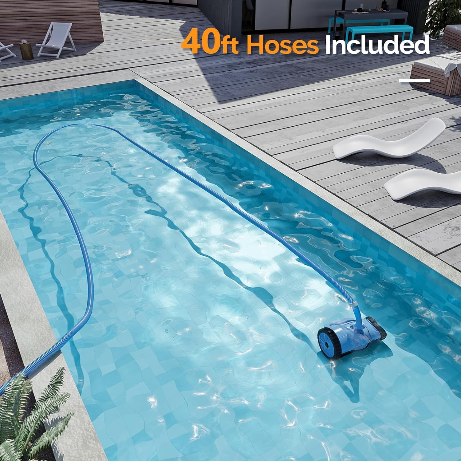 2025 Pool Vacuum Cleaner Suction Side Wall Climbing Automatic Sweeper 40ft Hose