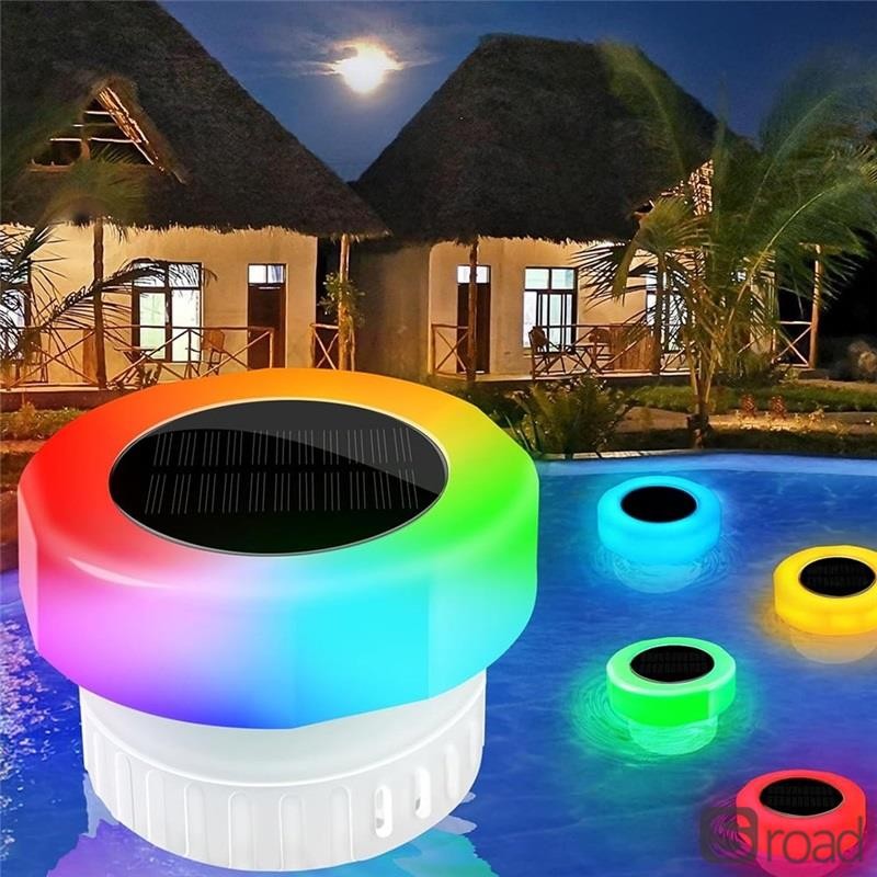 Solar Powered Pool Chlorine Floater With LED Lights Automatic Tablet Dispenser