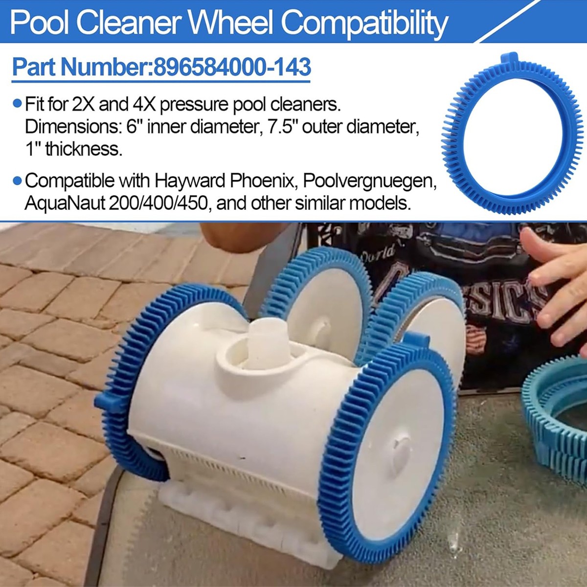 2 Pack 896584000-143 Front Tire for Haywood Poolvergnuegen Select Pool Cleaners
