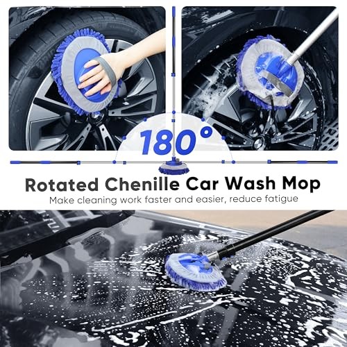 5-12ft Car Wash Kit,8 Piece,Thickened Aluminum Telescopic Rod,Cleaning