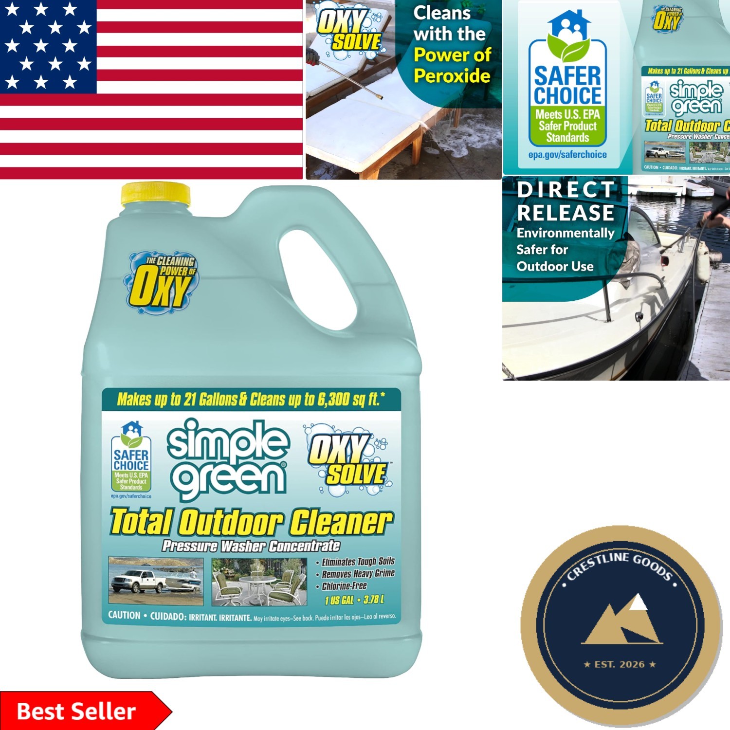 Total Outdoor Cleaner Concentrate – Cleans Wood, Concrete, Vinyl & More, 1 Gal