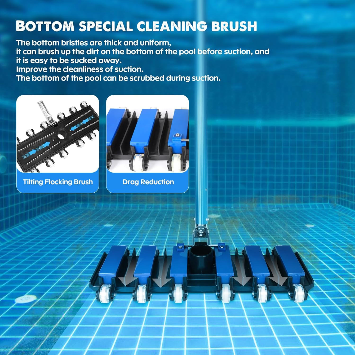 Swivel Brush Manual Pool Vacuum Head for Inground & Above Ground Pools