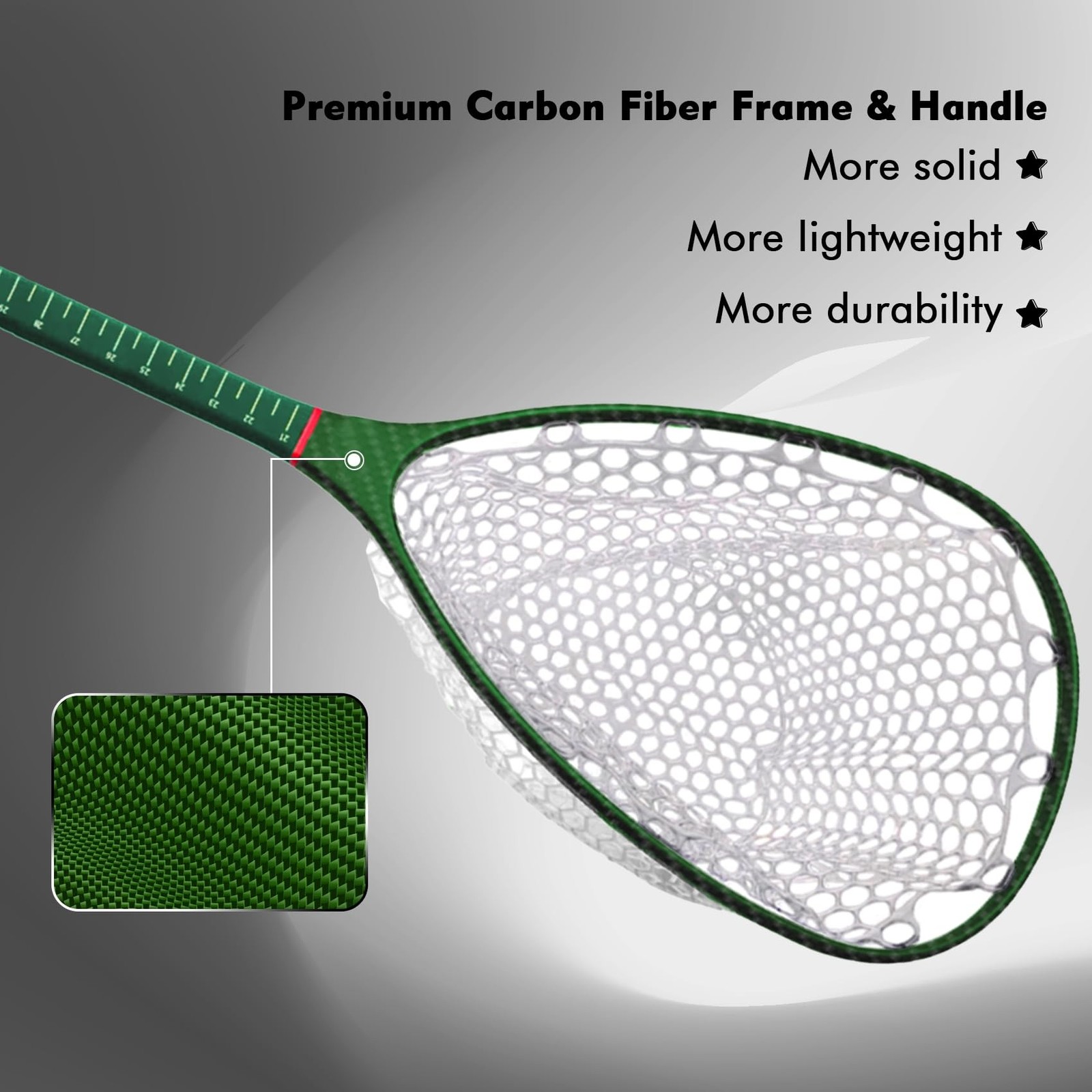 Riverruns Fly Fishing Landing Net Carbon Fiber Trout Net with Measurement Han…
