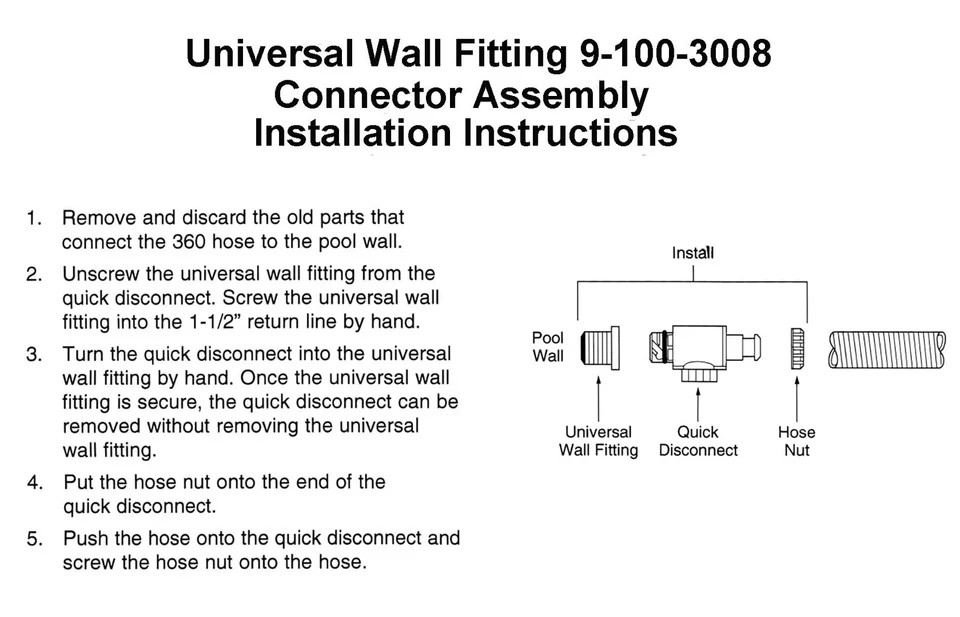 360 Pool Cleaner UWF Connector Assembly 91003008 with Quick Disconnect 910030…