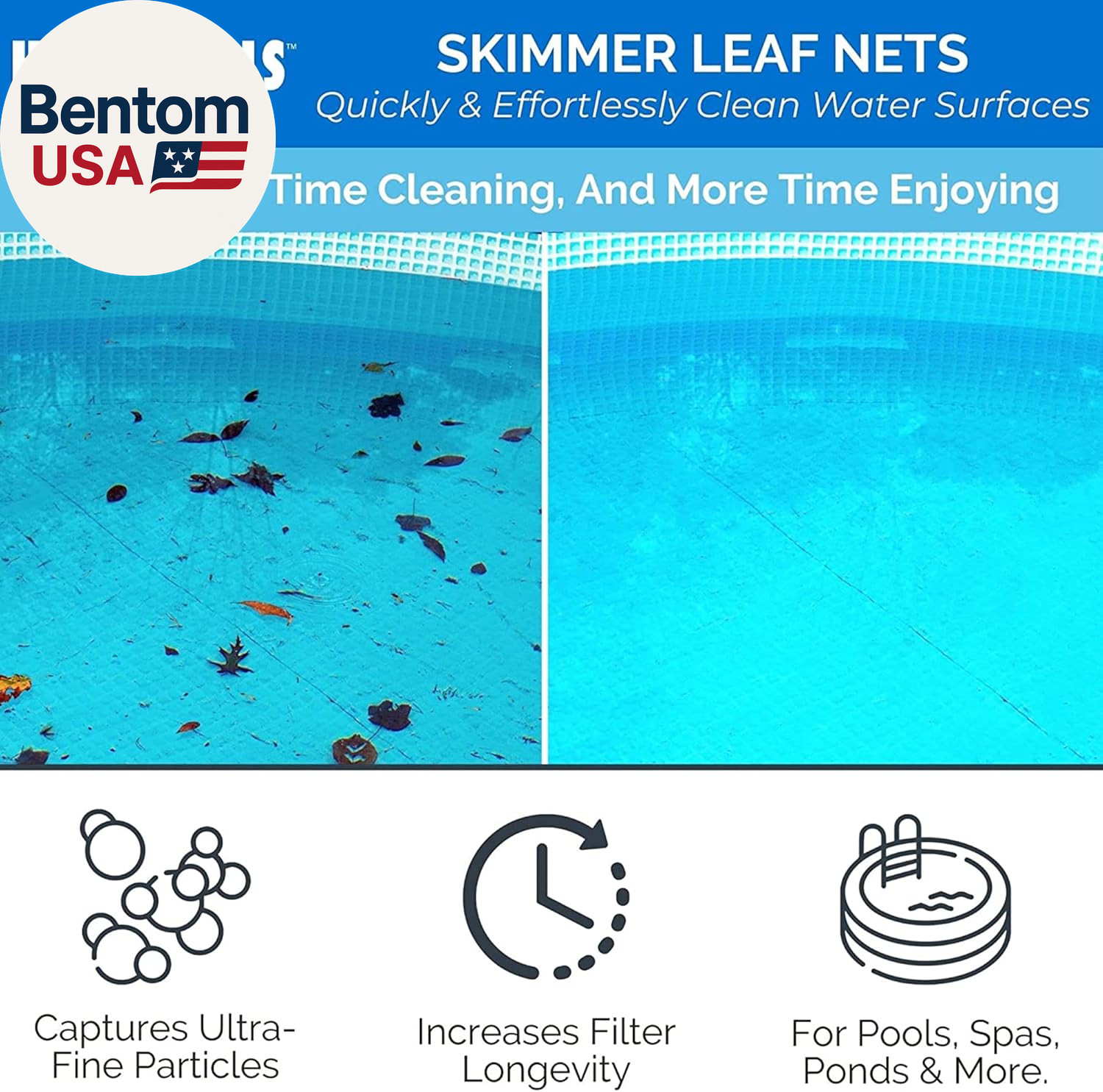 8039 Premium Extra Strong Leaf Skimmer Net Head Cleaner for Swimming Pool Spa Fo