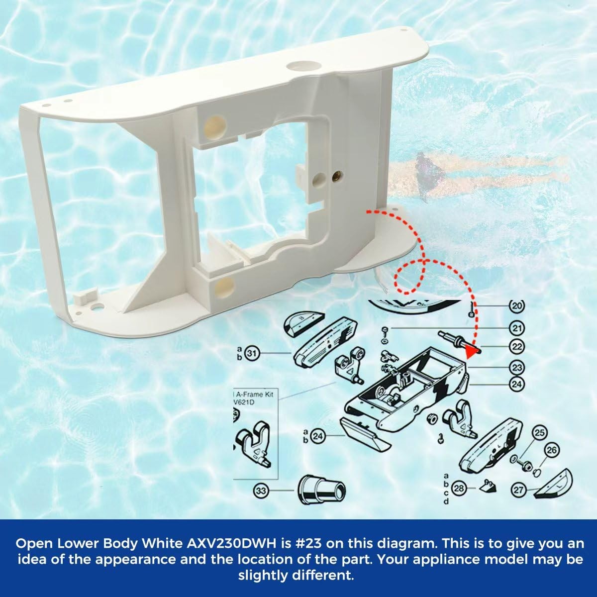Open Lower Body AXV230DWH for Hayward Navigator and PoolVac Classic Ultra Poo…