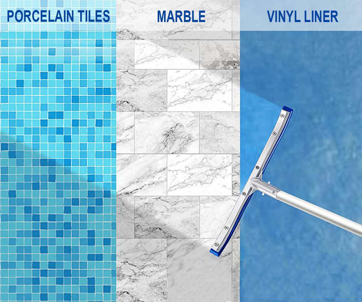 Heavy Duty Pool Brush for Wall & Tile with Reinforced Aluminium Back US STOCK