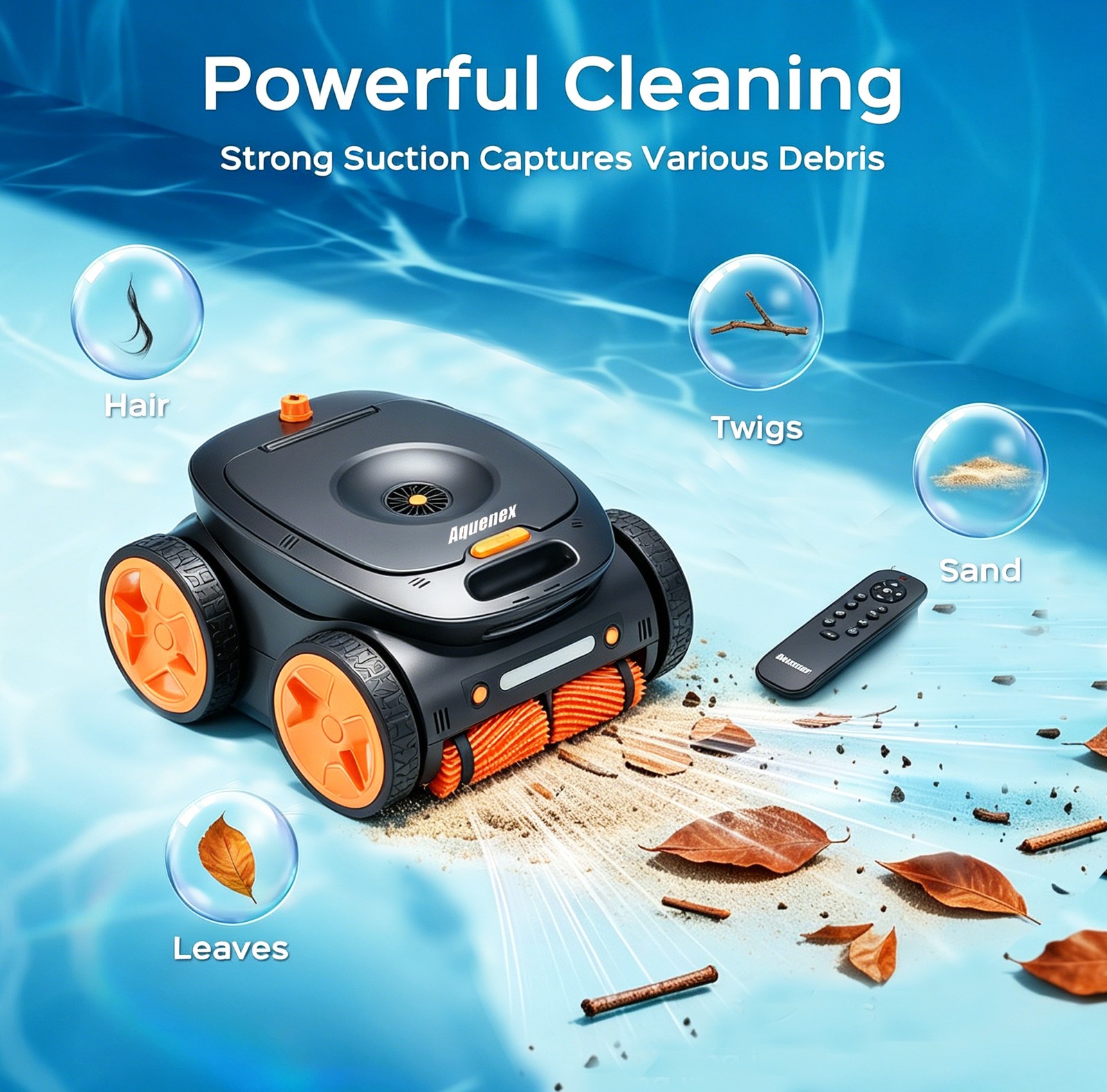Cordless Robot Pool Cleaner Vacuum Robot Floor Wall Waterline Remote Control US