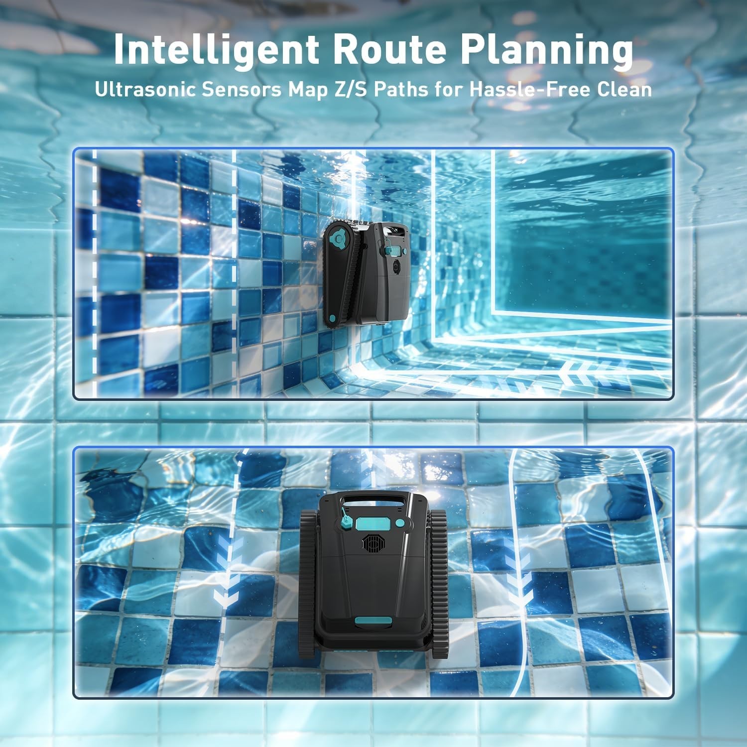 KKI H2 Cordless Robotic Pool Cleaner, Smart Vacuum, Self-Parking, FREE SHIP!