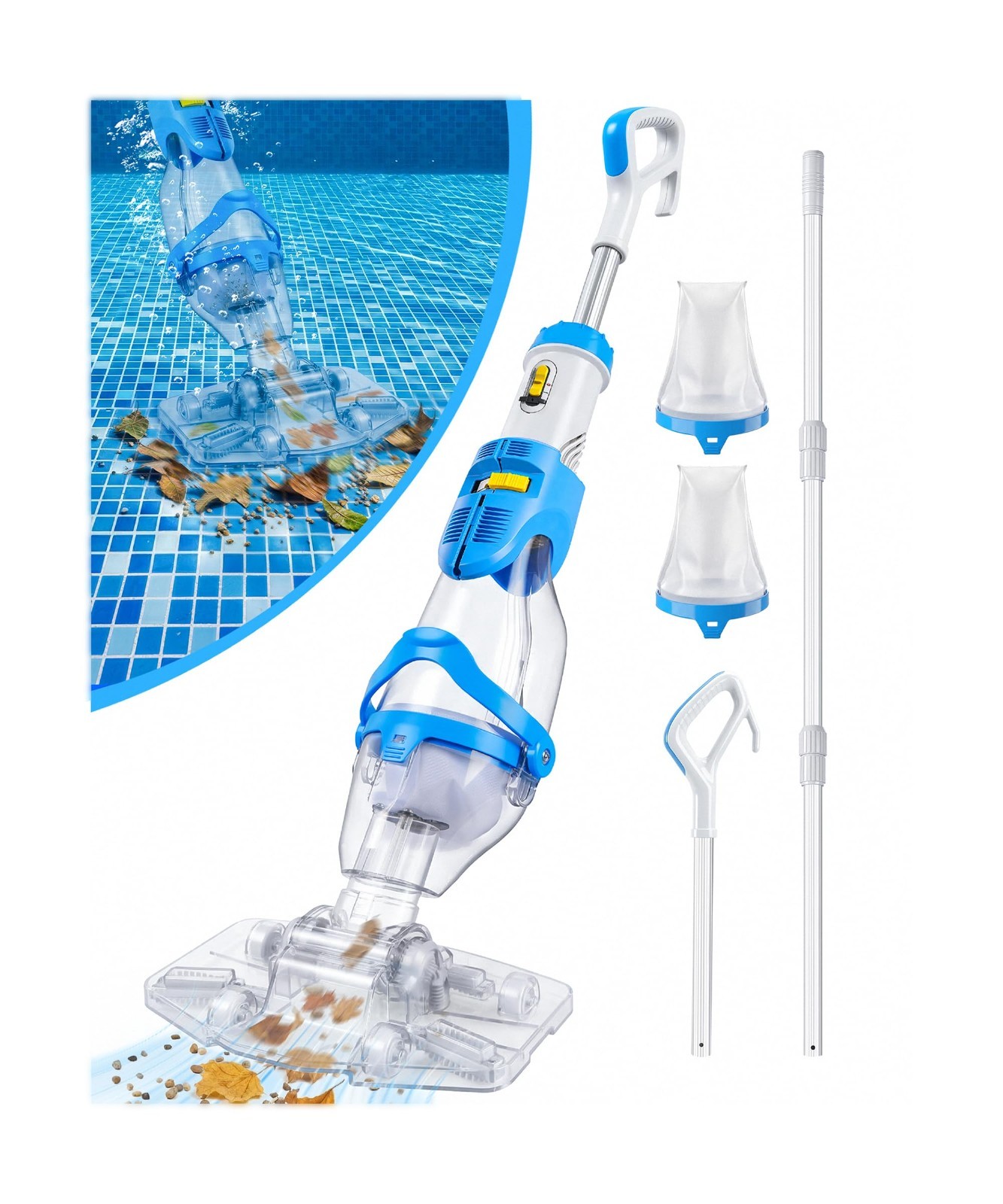 Cordless Pool Vacuum for Inground & Above Ground Pools, 19 GPM Suction, 70 Min R