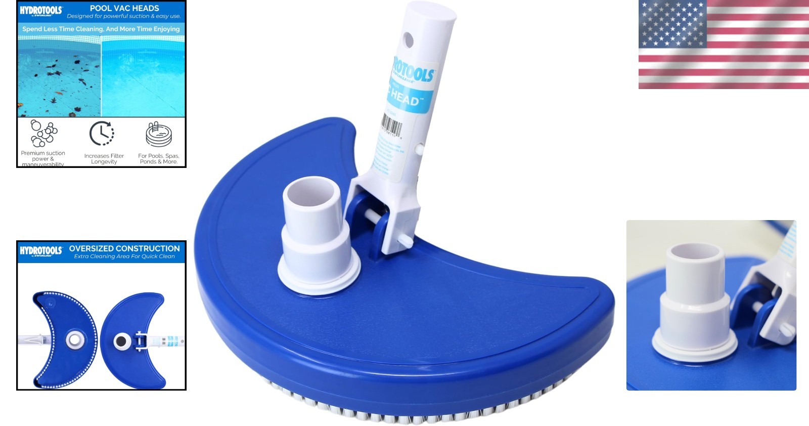 Heavy-Duty Hydrotools Half-Moon Vacuum Head – UV Resistant for Long-Lasting Use