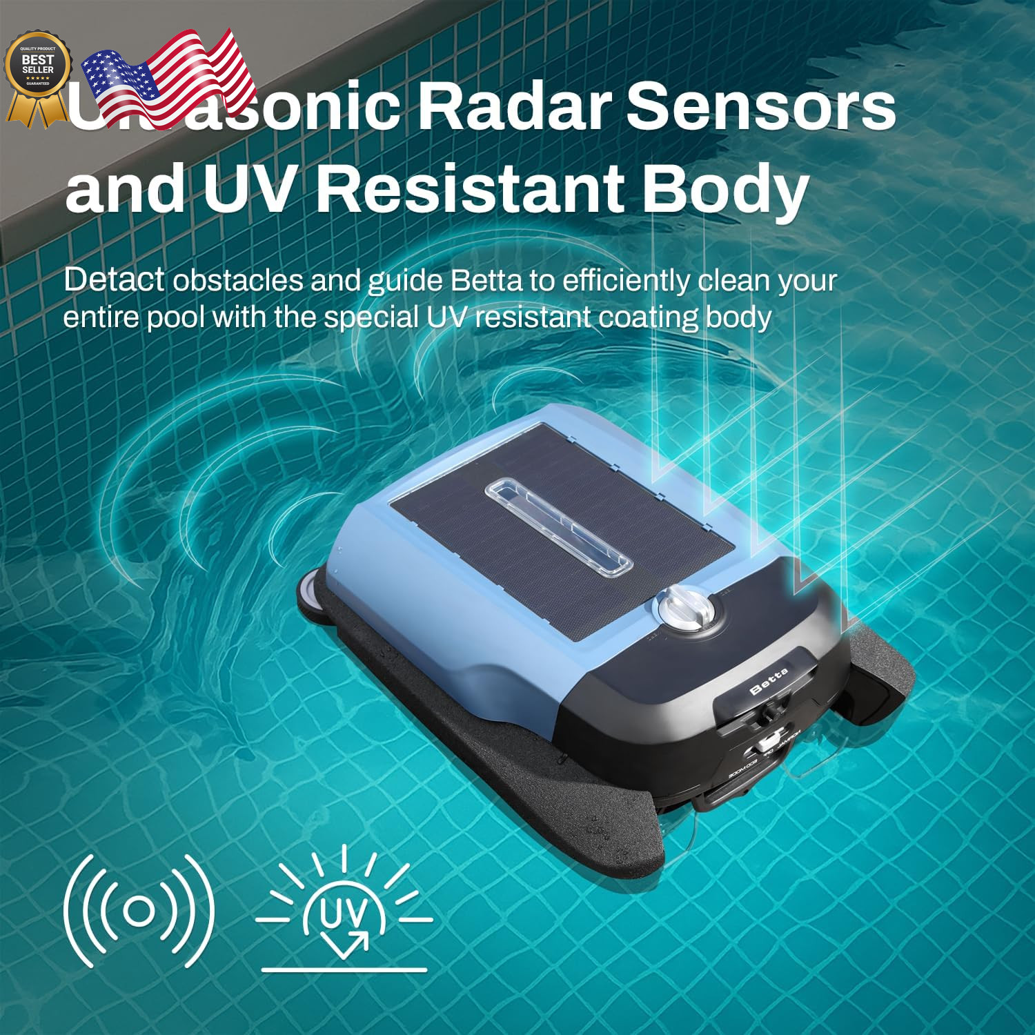 Betta Flex Solar-Powered Robotic Pool Skimmer Cordless with Dual Cleanin