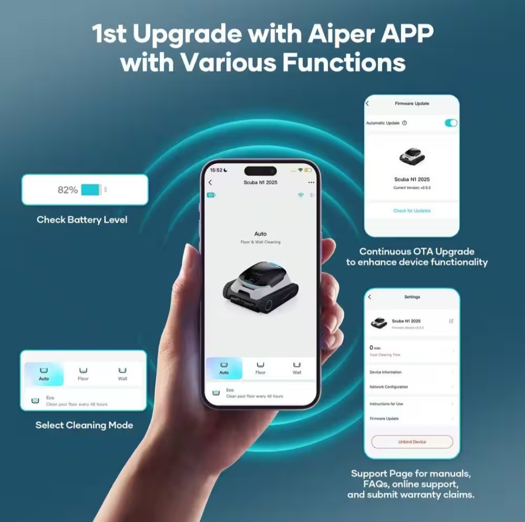 Aiper Scuba N1 Cordless Robotic Pool Vacuum For In Ground Pools Model Scuba N1