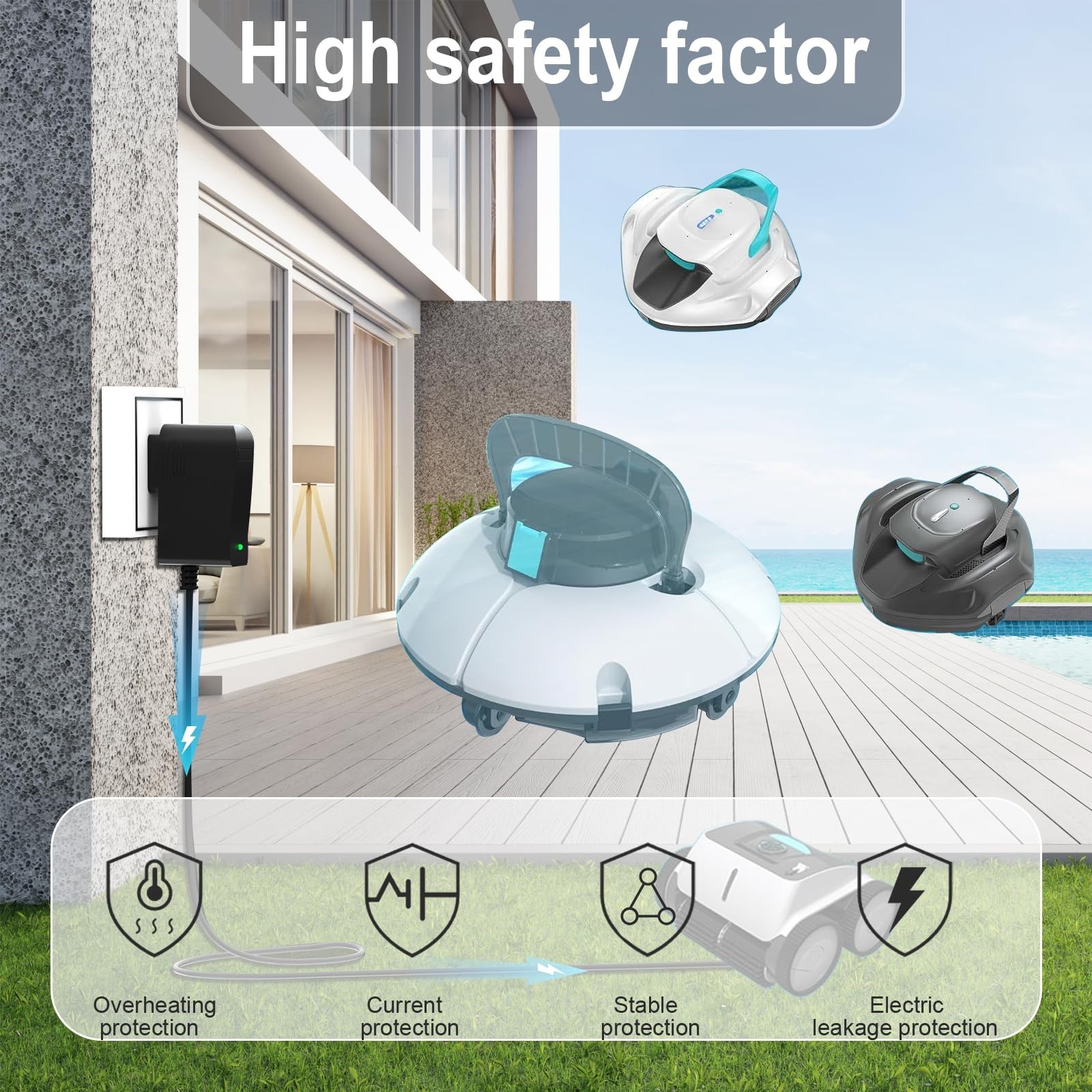 12.6V Pool Vacuum Charger Compatible with Aiper Seagull 600 800 1000 Power Adapt