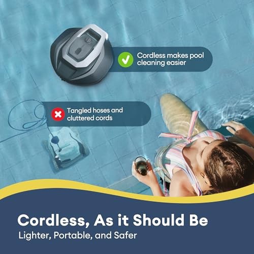 Cordless Robotic Pool Cleaner with Remote Control, Pool Vacuum for Above Green