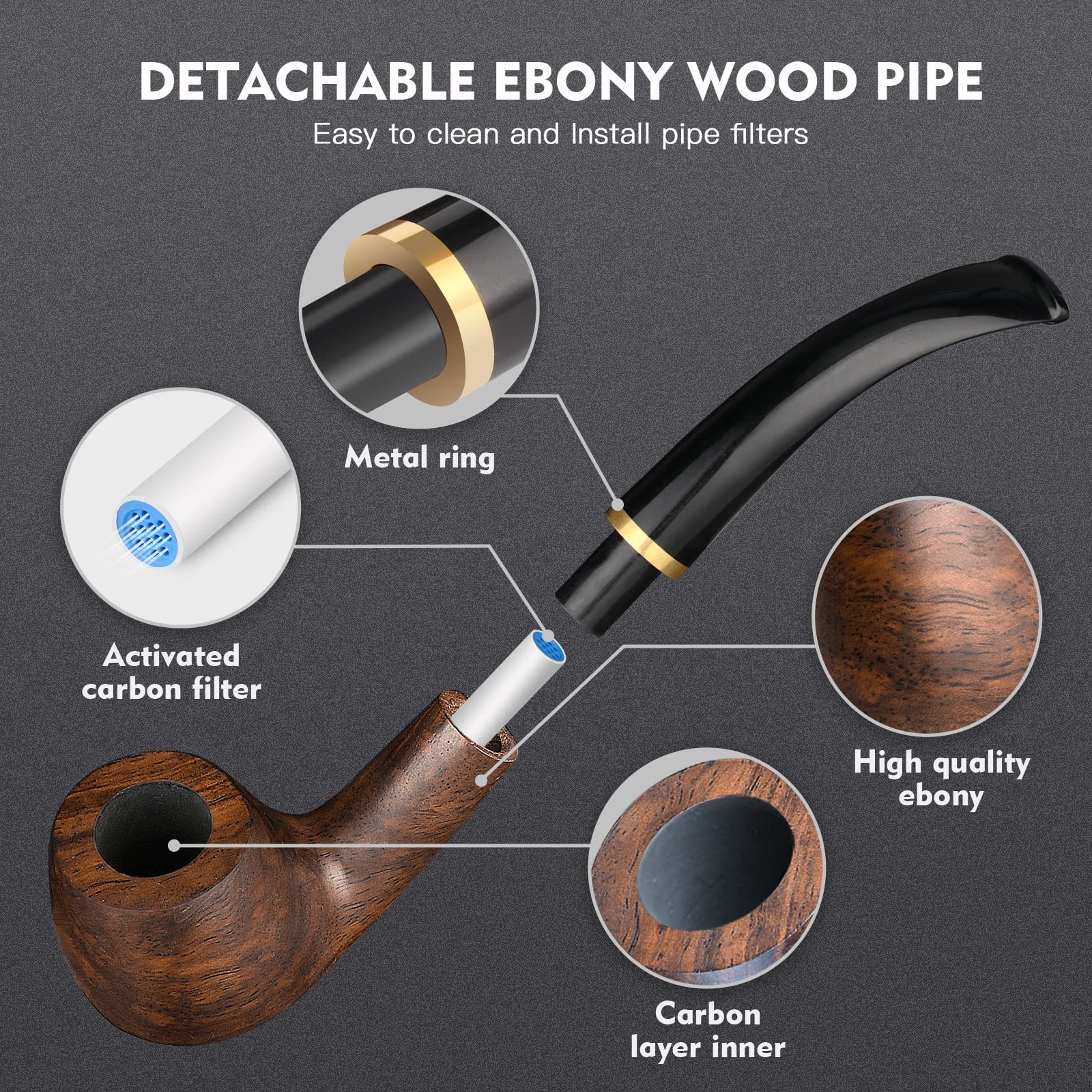 Scotte Tobacco Smoking Pipe,Leather Pipe Pouch Pear black 2, brown