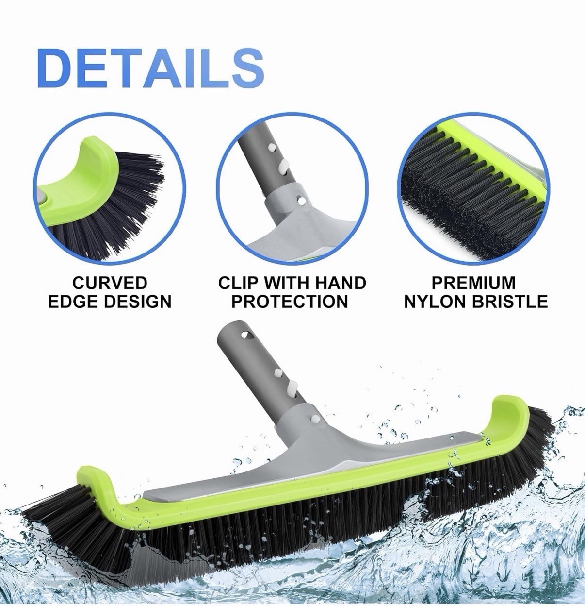 Sepetrel Deluxe Pool Cleaning Kit 17.5&Prime; Wall Brush Skimmer Rake Hand Brush New