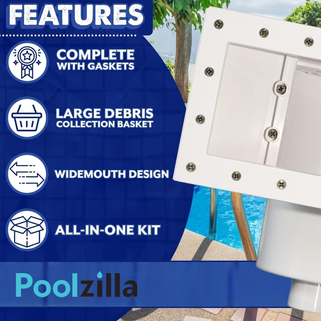 Above-Ground Swimming Pool Skimmer – White, Easy Setup