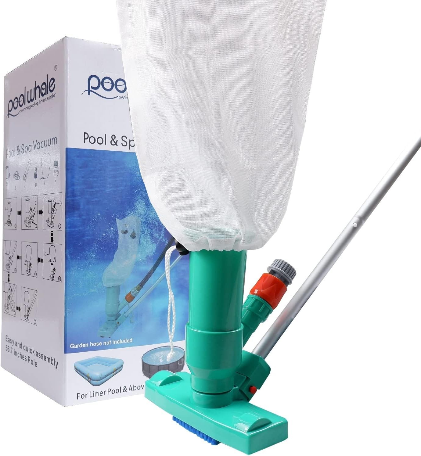 Efficient Portable Pool Cleaner – No Electricity Needed, 6 Sections of 56.5&Prime;