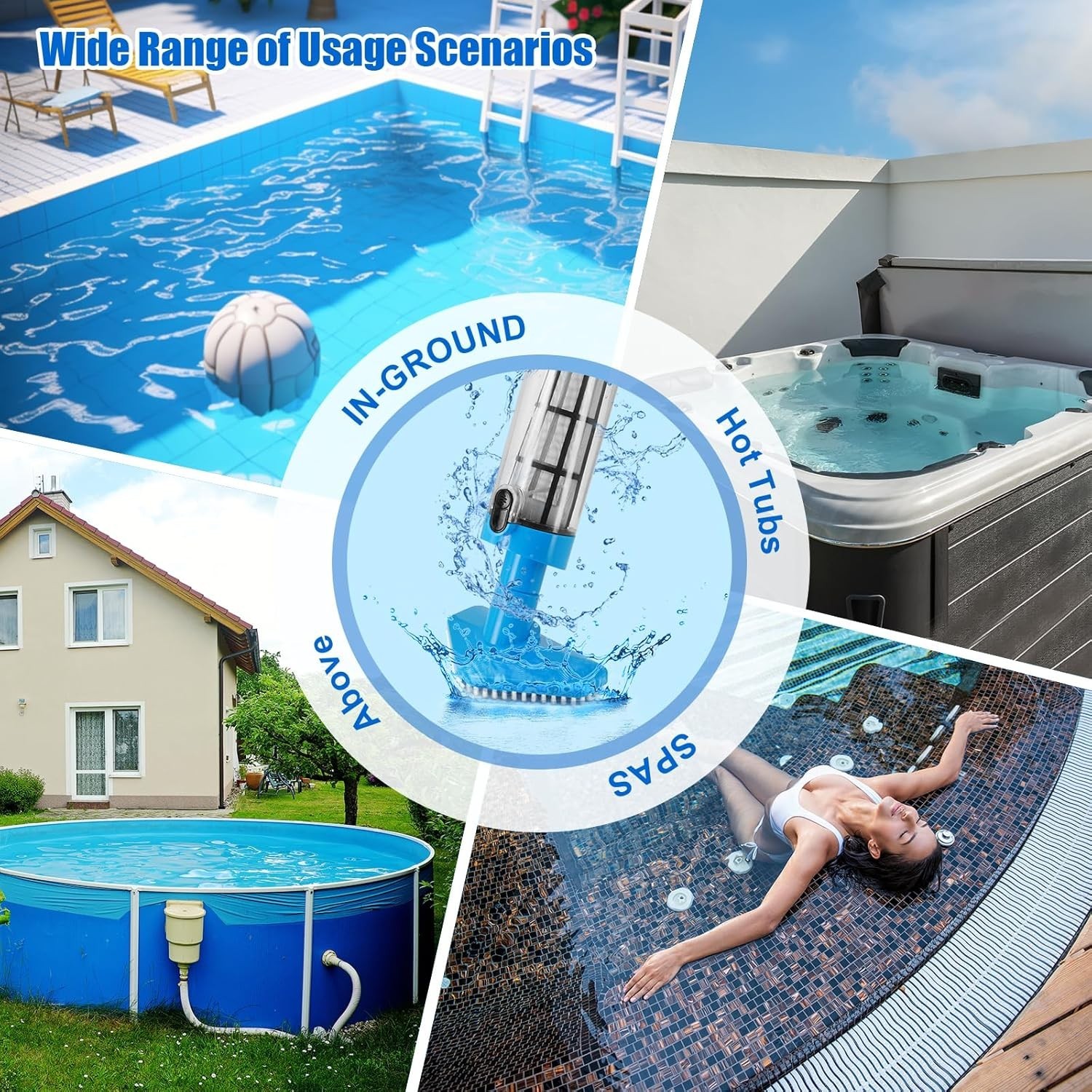 Handheld Pool Vacuum with Telescopic Pole, 3 in 1 Cordless Rechargeable Pool …