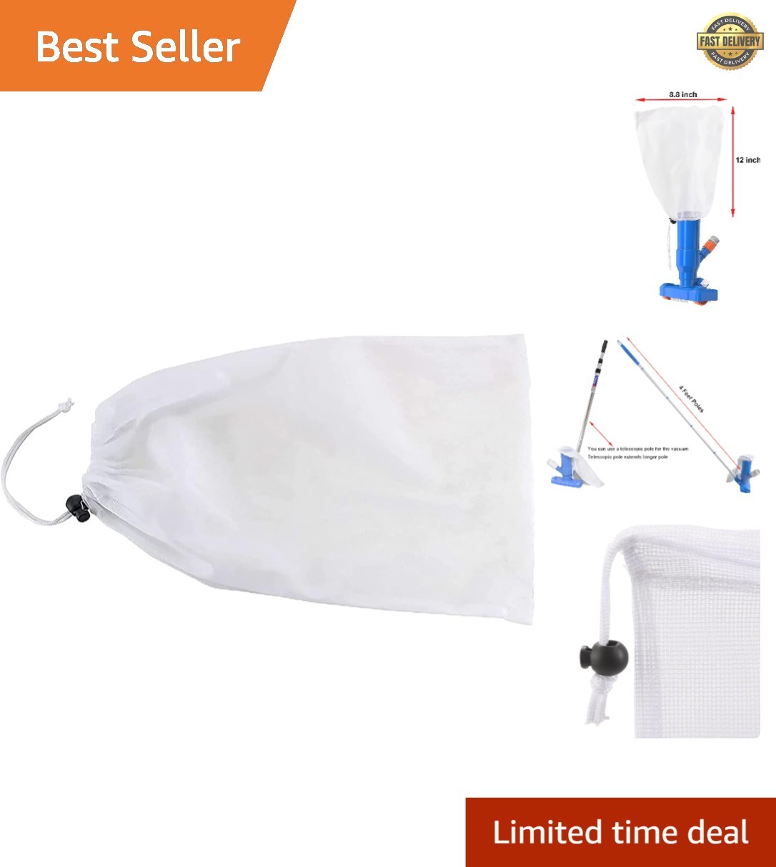 Pool Spa Jet Vacuum Fine Mesh Bag Replacement for In-ground/Above-Ground Pool…